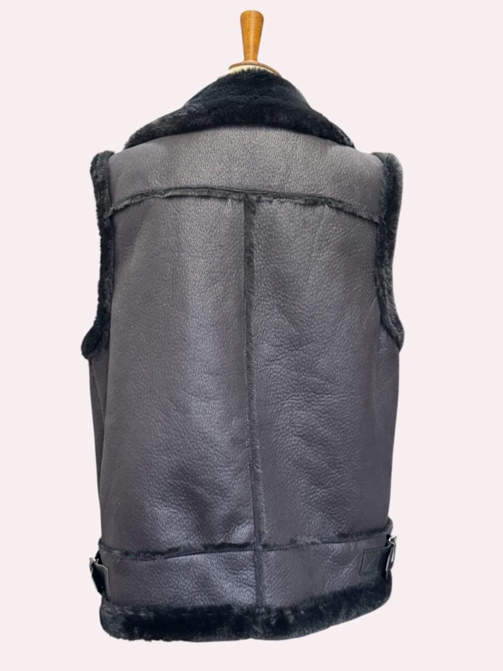 House of Harlow 1960 Black Faux Shearling Zip Vest #307 - Picture 2 of 4